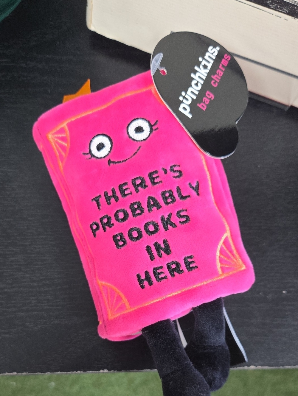 Punchkins Hot Pink 'There's Probably Books In Here' Kids Bag Charm